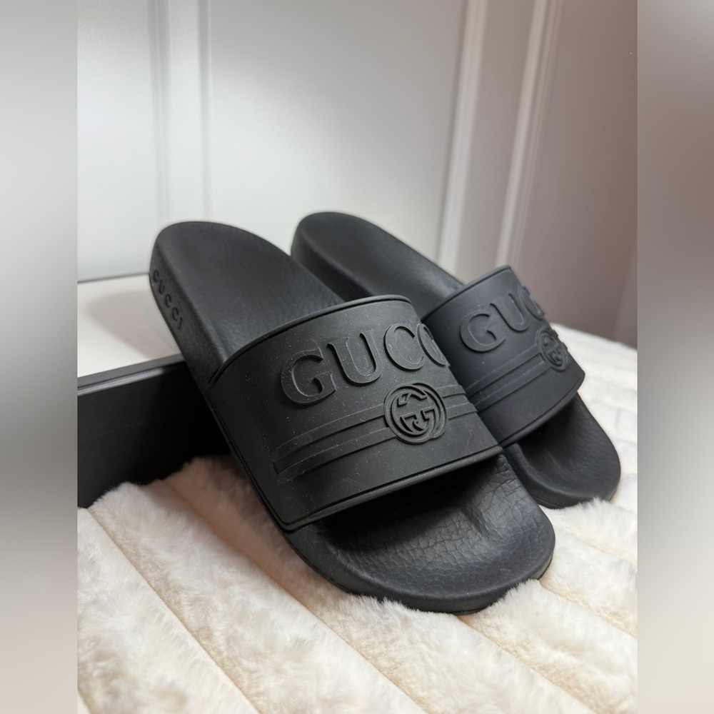 🖤 Gucci Women's Sandals Slides Rubber St. Gucci Print 🖤